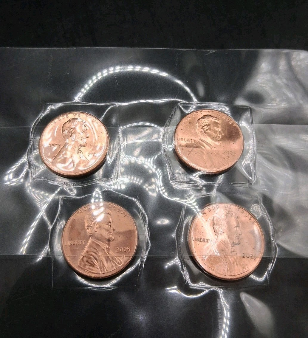 2025 P & D Lincoln Penny Set - Lot 4 Cents Uncirculated in Laminate SHIPS FREE!