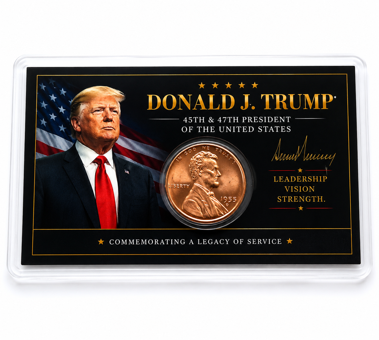 Donald Trump Card w/ BU Wheat Cent Penny Lincoln Cent Collectible Free Ship