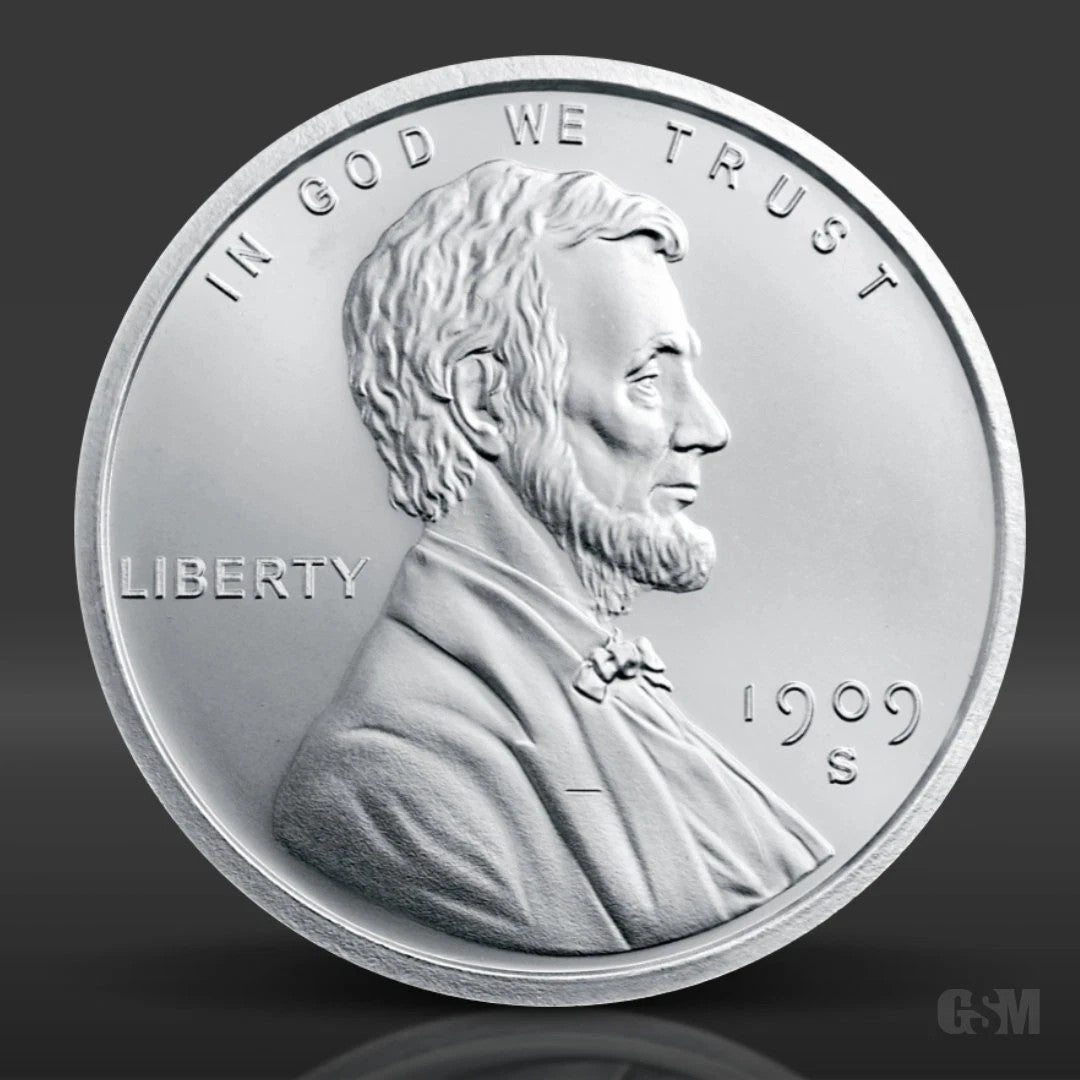 Lincoln Wheat Cent Silver Round .999 fine Silver Bullion 1 Troy Ounce