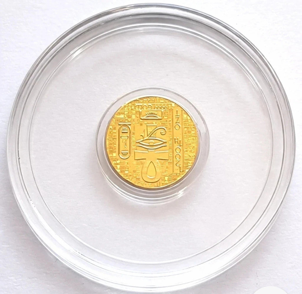 TUBE of 10 - 1/200 oz .999 Pure Gold Egyptian Scarab Round 24K Fine Bullion Lot