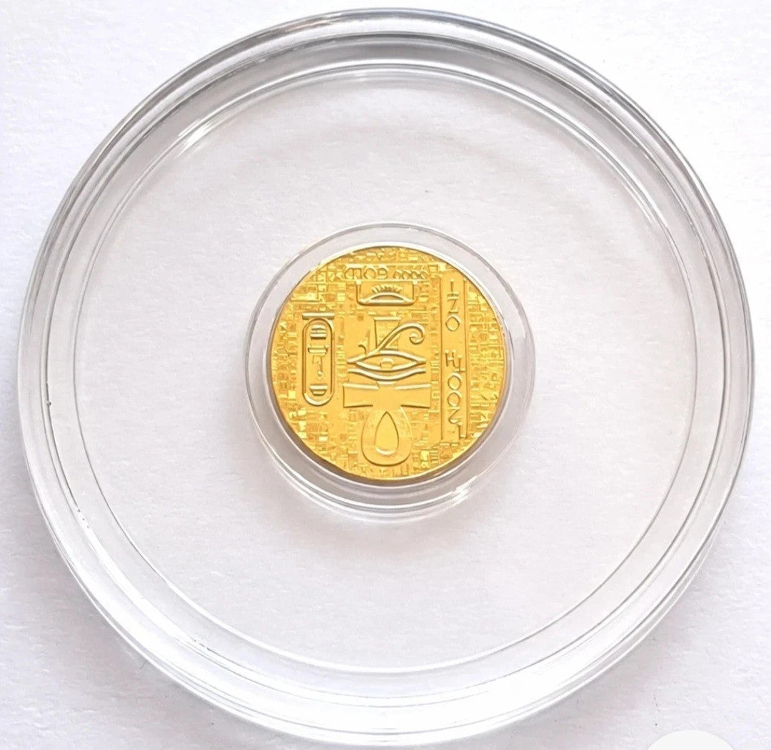 TUBE of 10 - 1/200 oz .999 Pure Gold Egyptian Scarab Round 24K Fine Bullion Lot