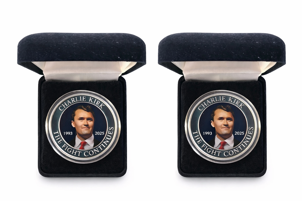 Set of 2 🇺🇸 Charlie Kirk Memorial 1 oz .999 Silver Coins w/ Display Case & COA