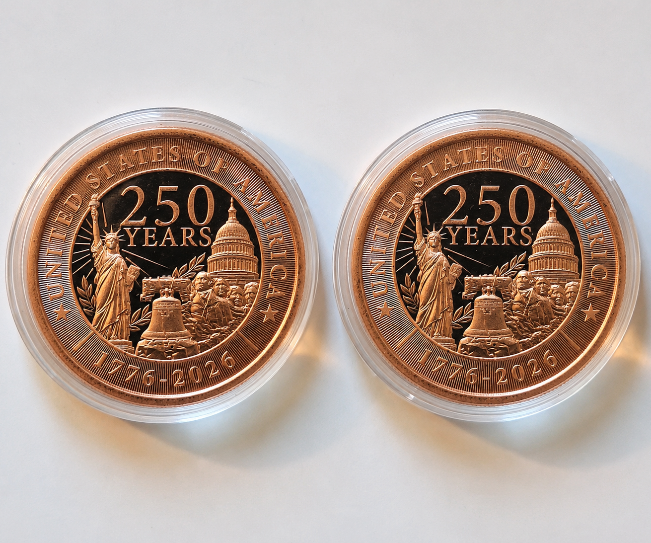 SET 2x - 1 oz U.S. 250th Anniversary Copper Rounds in Capsule .999 Fine Bullion