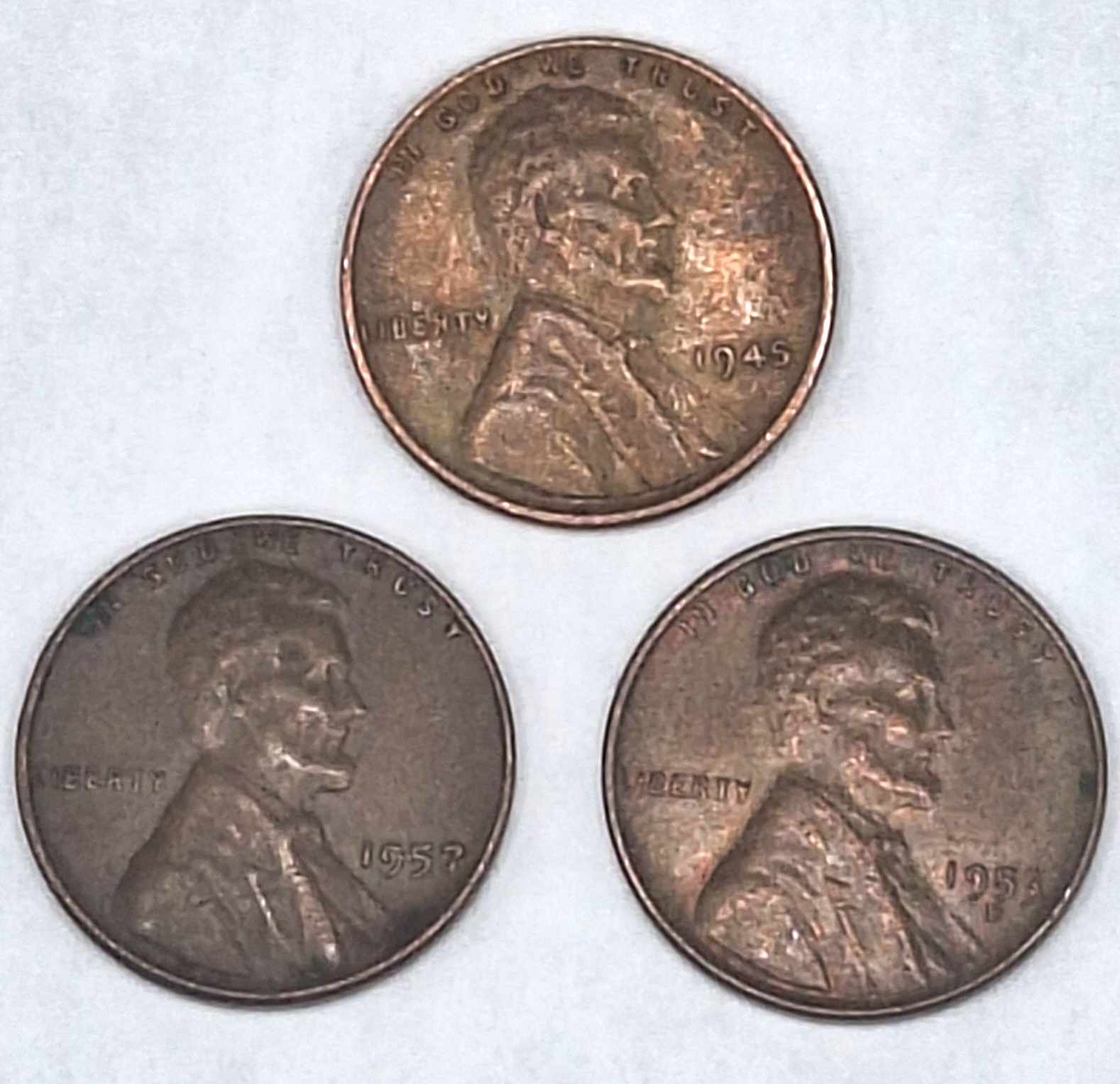 LOT 3 - 1909-1958 - Random Date Lincoln Wheat Penny - Free Shipping *Circulated*