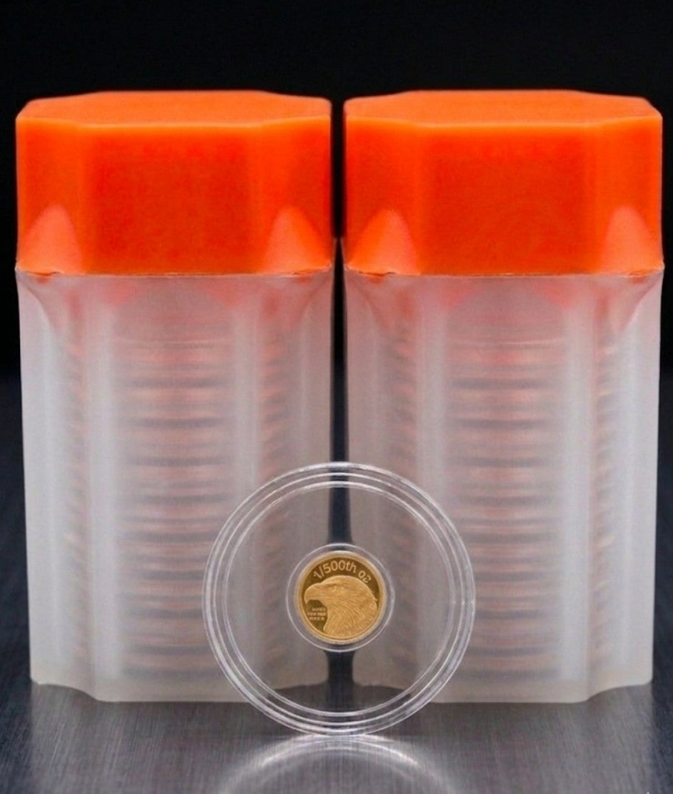 Lot of 20 - 1/500th oz Gold Eagle USA Rounds Fractional Bullion 2 Tubes 24K Pure