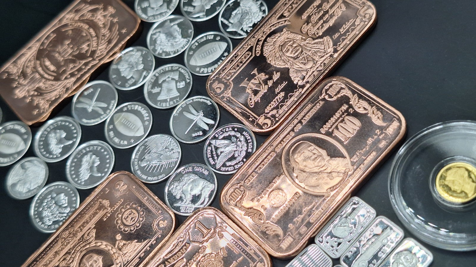Precious Metals Bullion Lot Gold Silver Copper .999 Bars Rounds Mixed Stacker