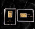 Lot of 2 - .9999 Fine Gold Bars In Assay Walking Liberty & Eagle Buffalo 1/50oz