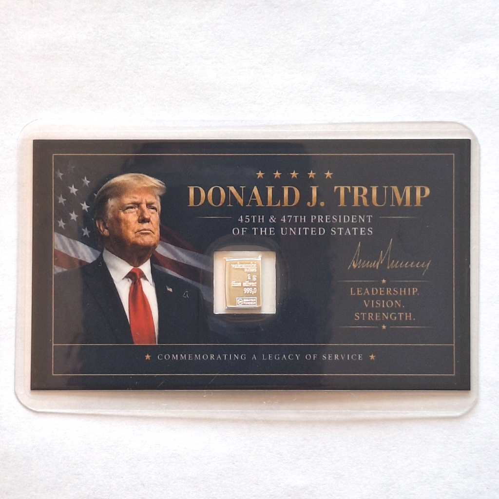 5x Trump Spirit Airlines & Valcambi Tribute Card Set w/ 1g .999 Fine Silver Bars