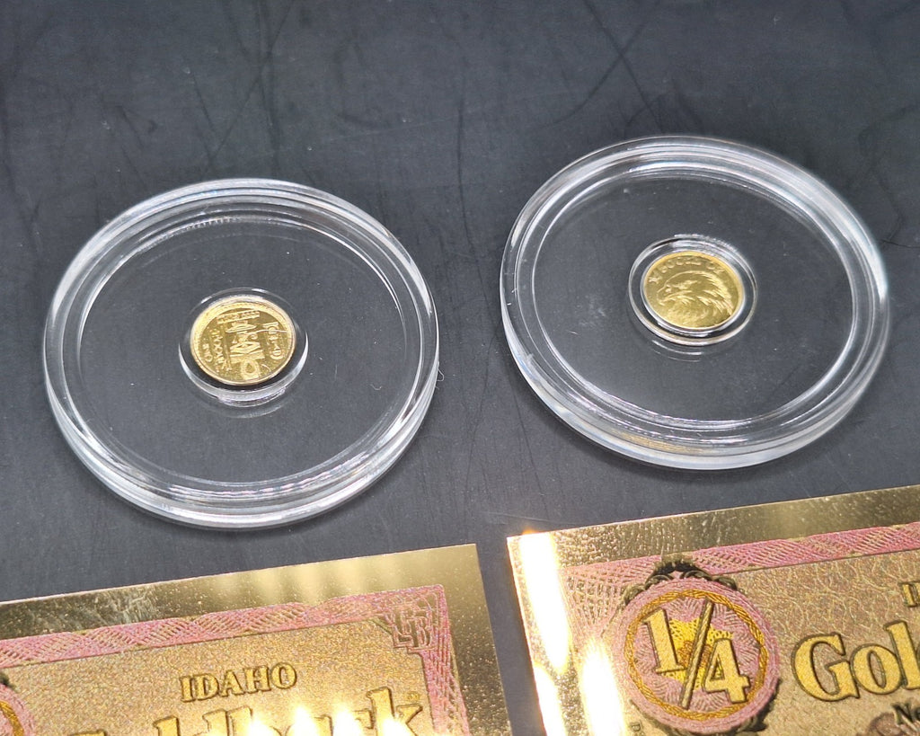 Goldback Gold Set 2 Idaho Notes & 2x 1/500 oz .9999 Fine Gold Rounds