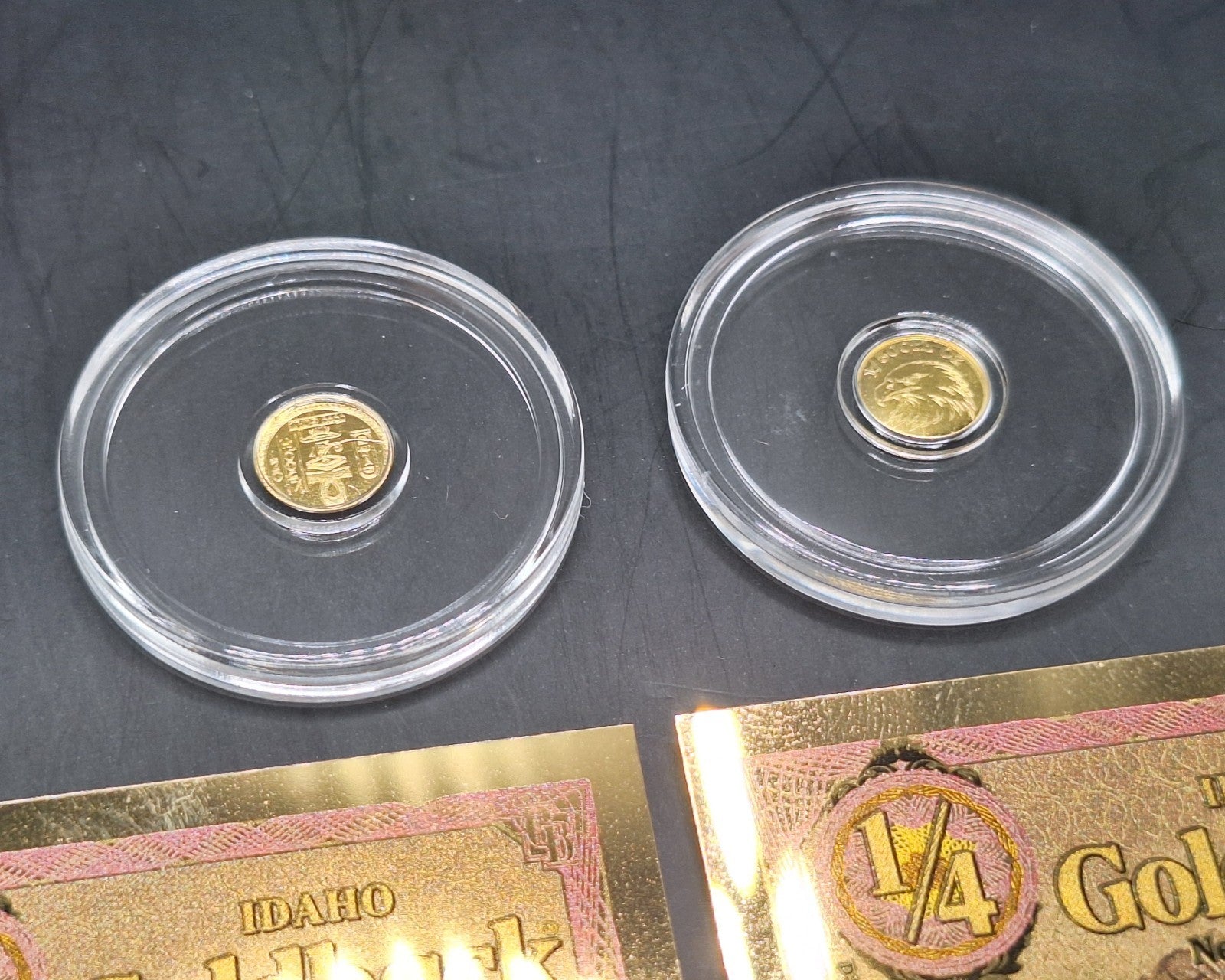 Goldback Gold Set 2 Idaho Notes & 2x 1/500 oz .9999 Fine Gold Rounds