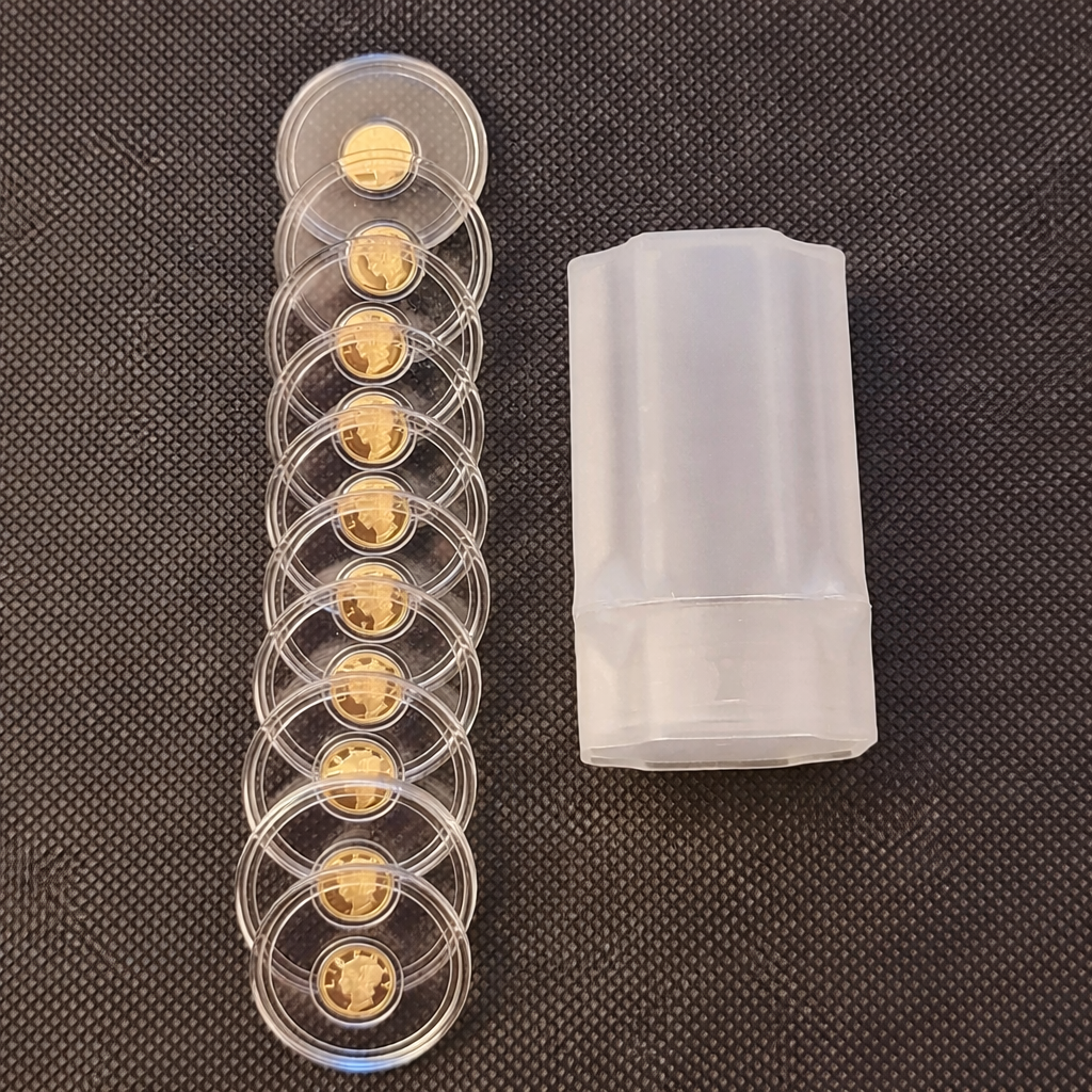 Lot of 10 - 1/100 oz .9999 Fine Gold Mercury Design Fractional Rounds