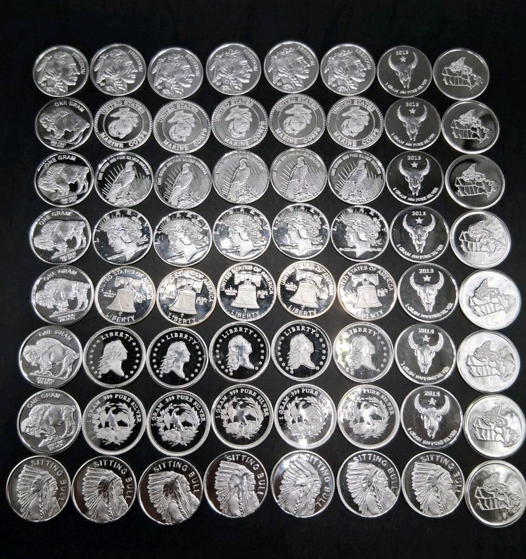 Lot 62 x Pure .999 Fine Silver Rounds Premium New Bullion Estate Coin Designs 🔥