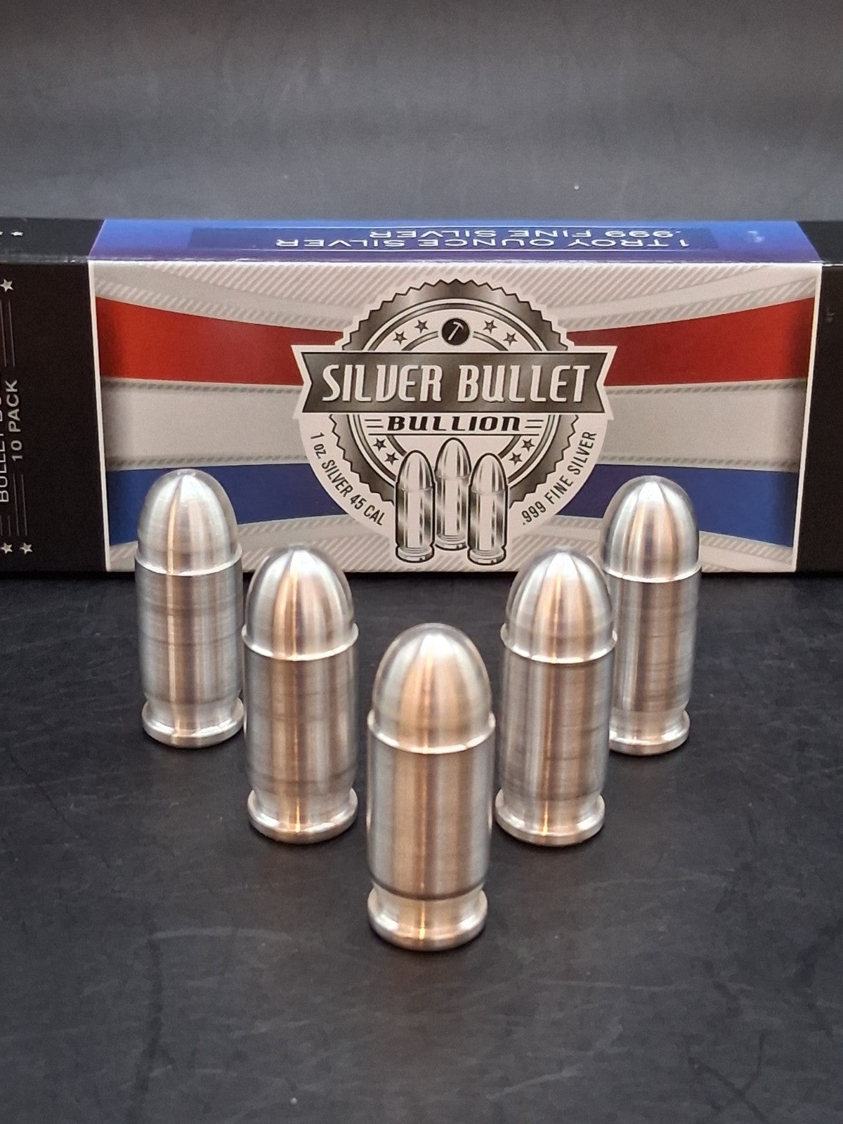 1 Oz Silver Bullet Bullion .999 Fine Silver .45 Auto ACP