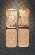 Lot of 4 - 1 oz Copper Bar .999 Fine Bullion - Random Design - Ingot