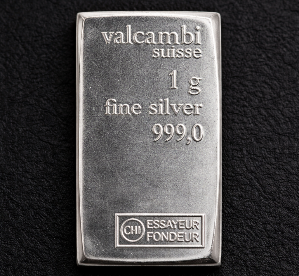 Valcambi Suisse 1g Silver Bar .999 Fine Pure Bullion In Protective Holder