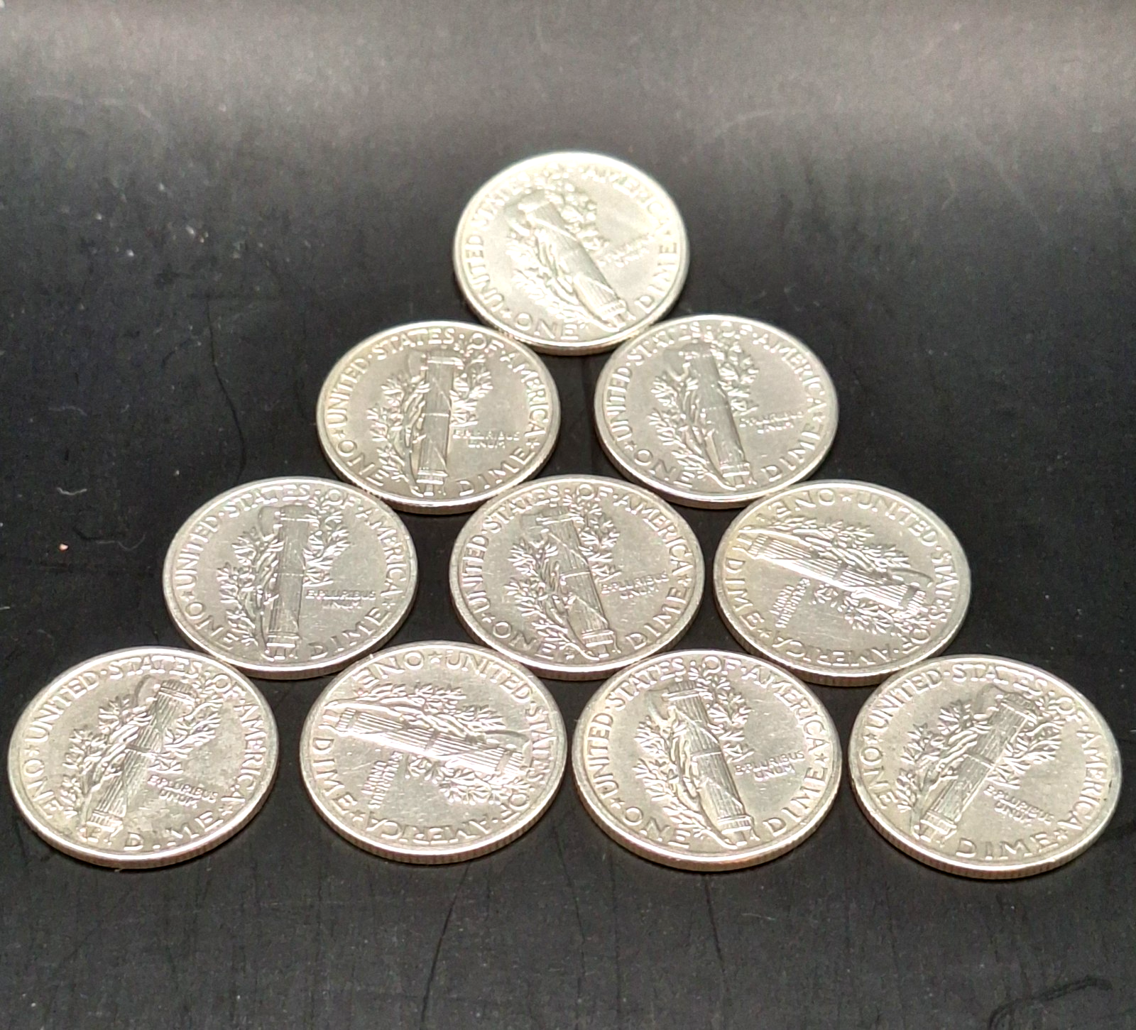 Set of 10 - Mercury Dimes BU Brilliant Uncirculated 90% Silver 10C PDS Free Ship
