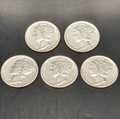 Set of 5 Mercury Dimes AU Almost Uncirculated 90% Silver 10C PDS Free Ship!!