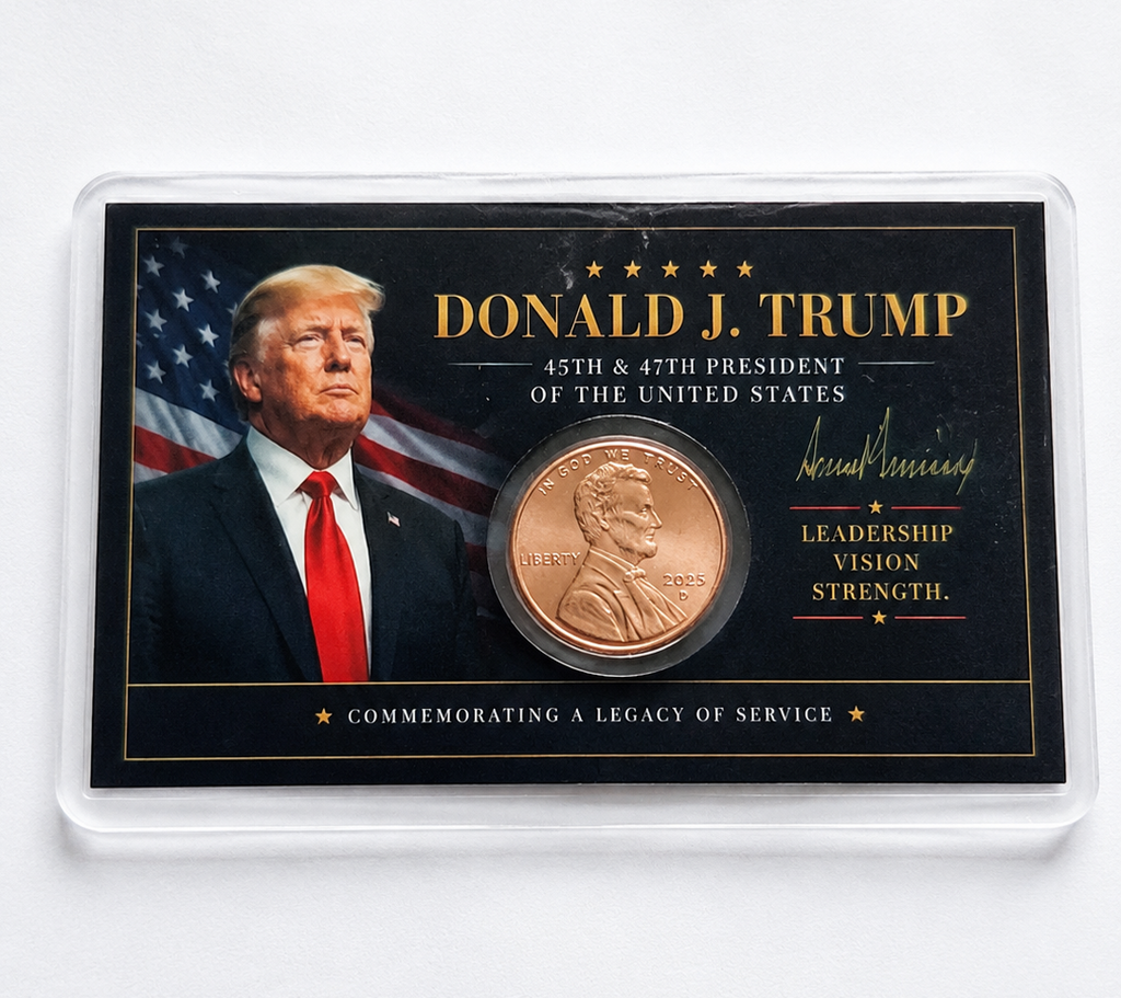 Donald Trump Display Card w/ 2025-D Lincoln Cent Last Penny Minted UNC FS