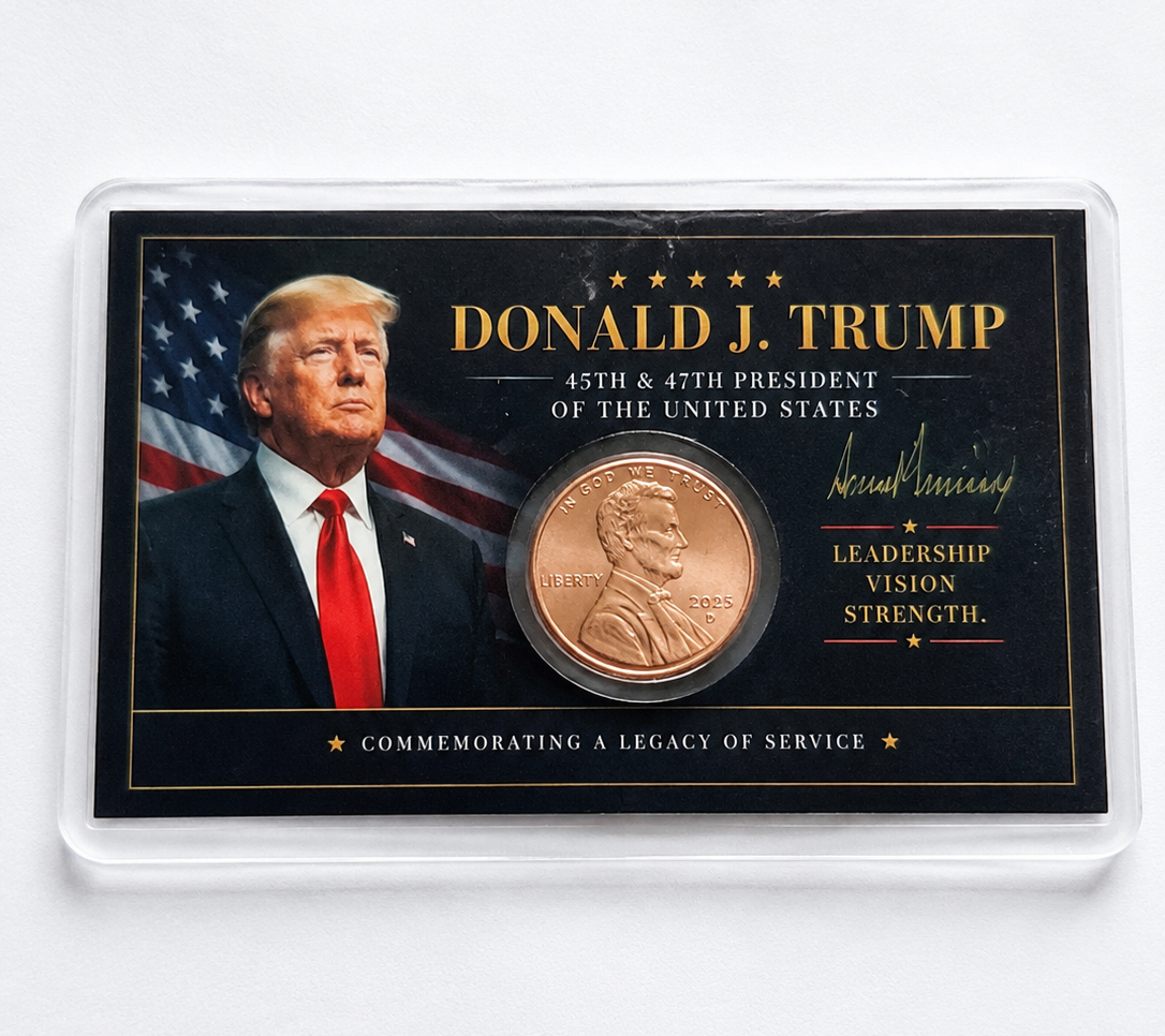 Donald Trump Display Card w/ 2025-D Lincoln Cent Last Penny Minted UNC FS