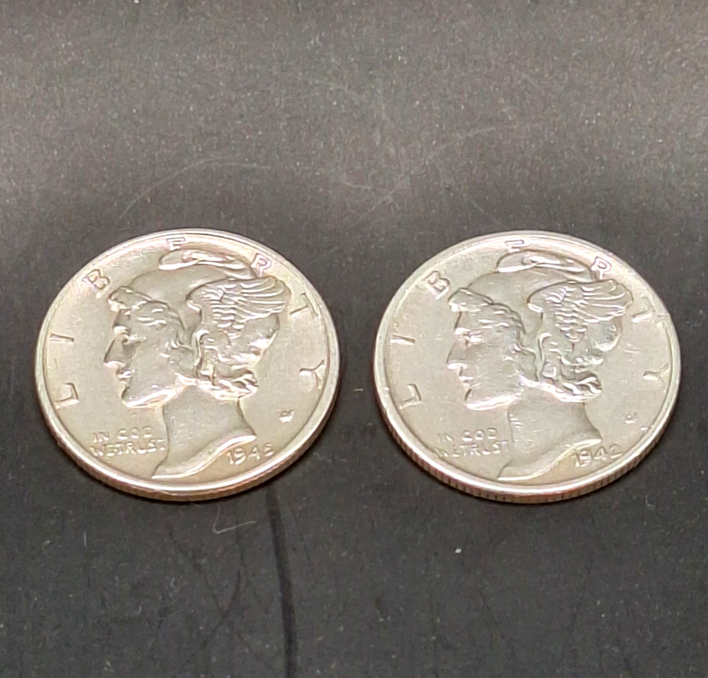 Set of 2 Mercury Dimes GEM BU Brilliant Uncirculated 90% Silver 10C Free Ship!!