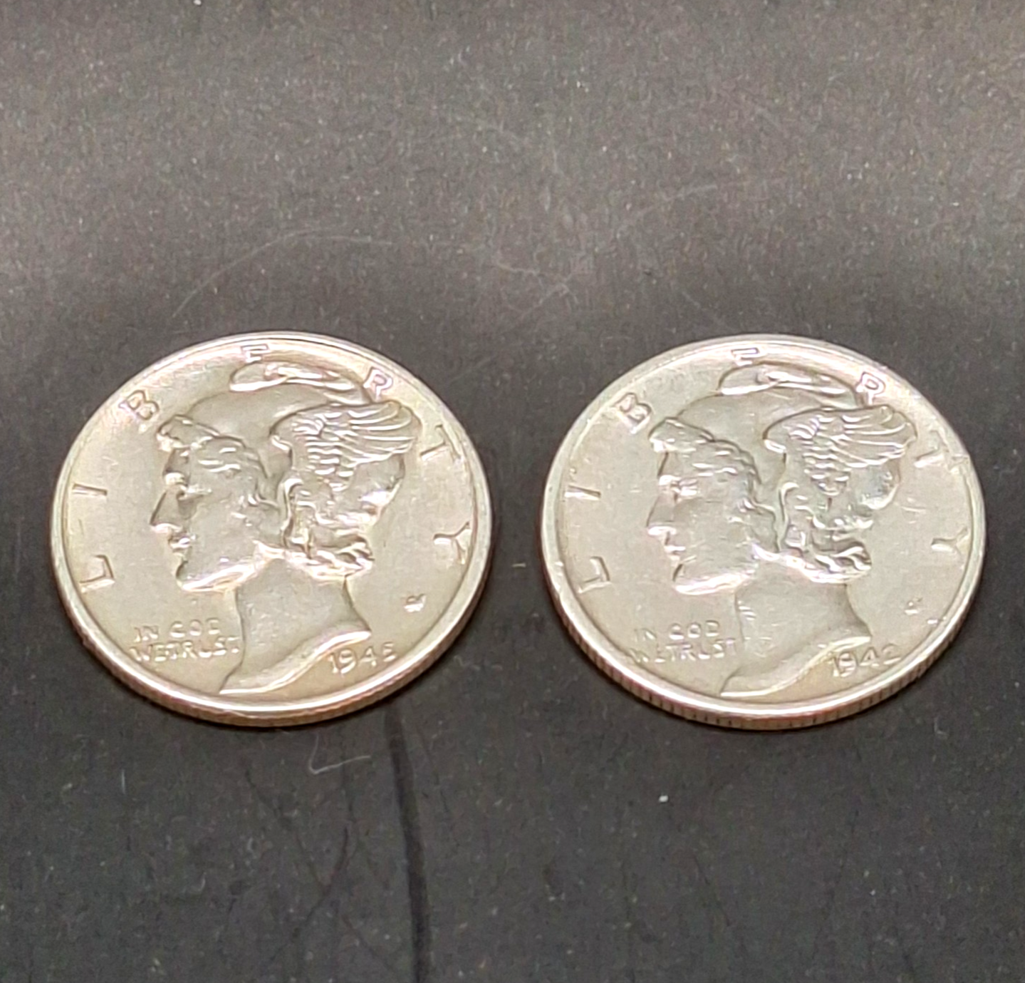 Set of 2 Mercury Dimes GEM BU Brilliant Uncirculated 90% Silver 10C Free Ship!!