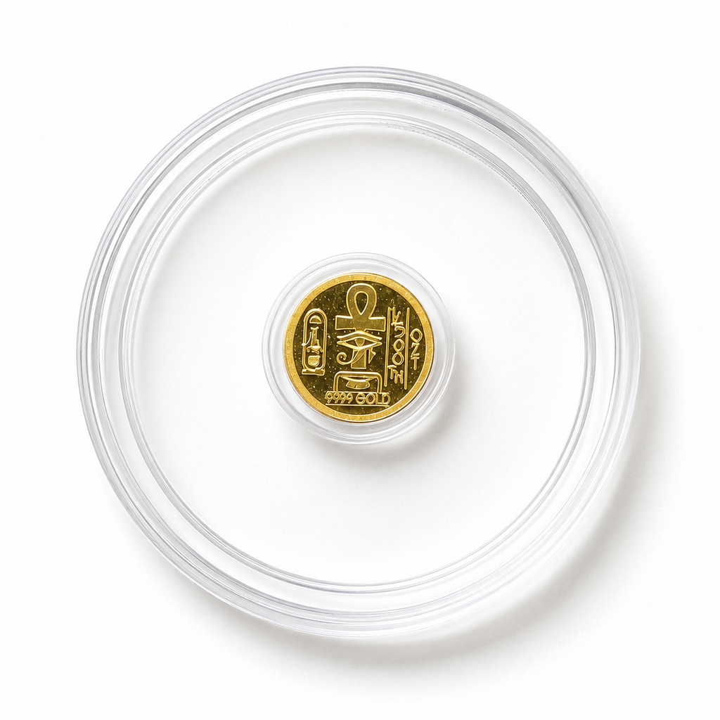 2x 1/500 Troy Oz .9999 Fine Gold Egyptian Eye of Ra Round Coin Bullion Handmade
