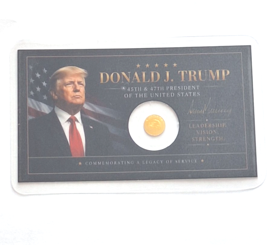 Donald Trump Tribute Card w/ 1/500 oz .9999 Fine Gold Eagle Round Free Ship
