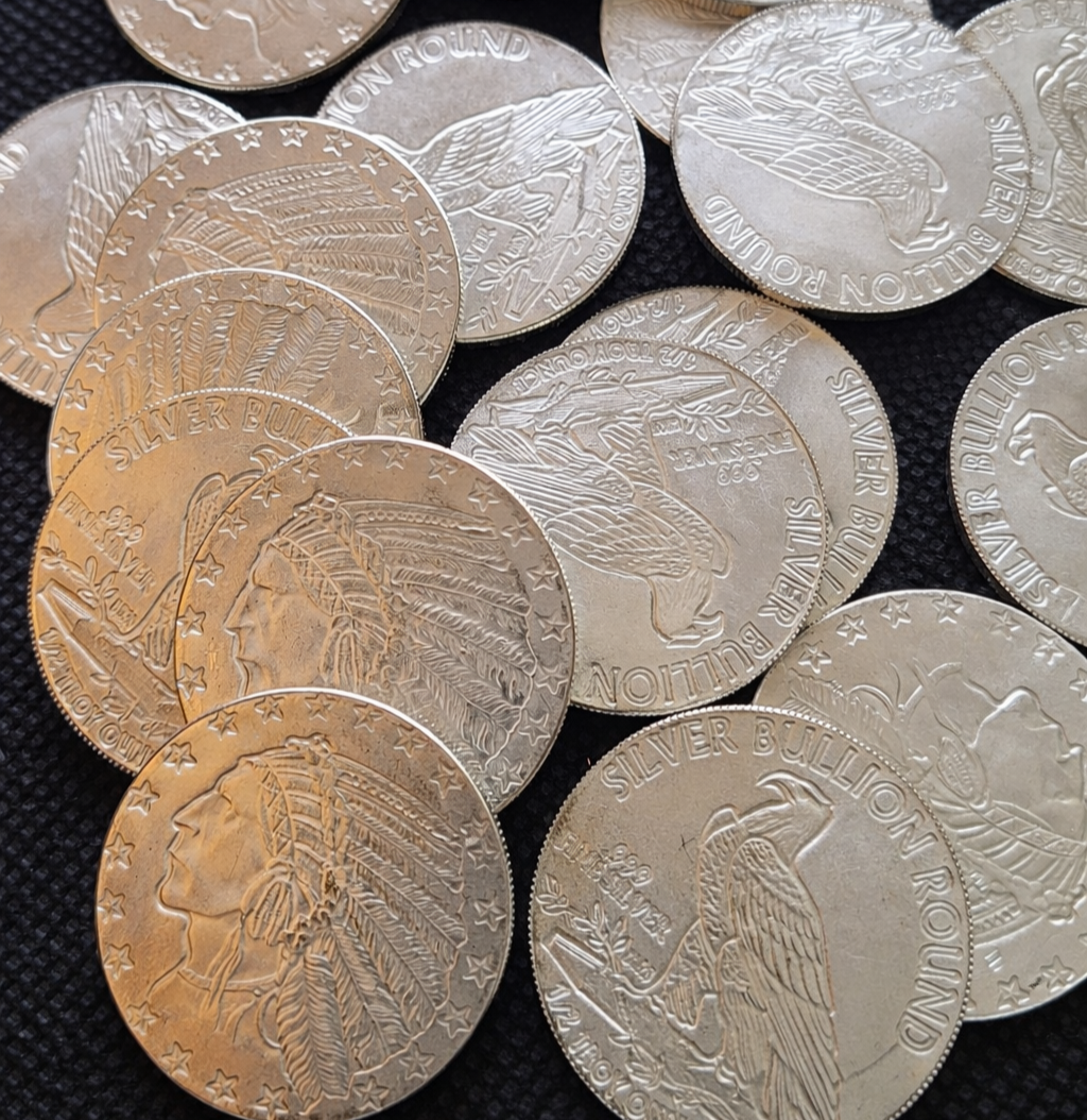 Tube of 10 – 2025 1/2 oz .999 Fine Silver Indian Head Eagle Bullion Lot Coins