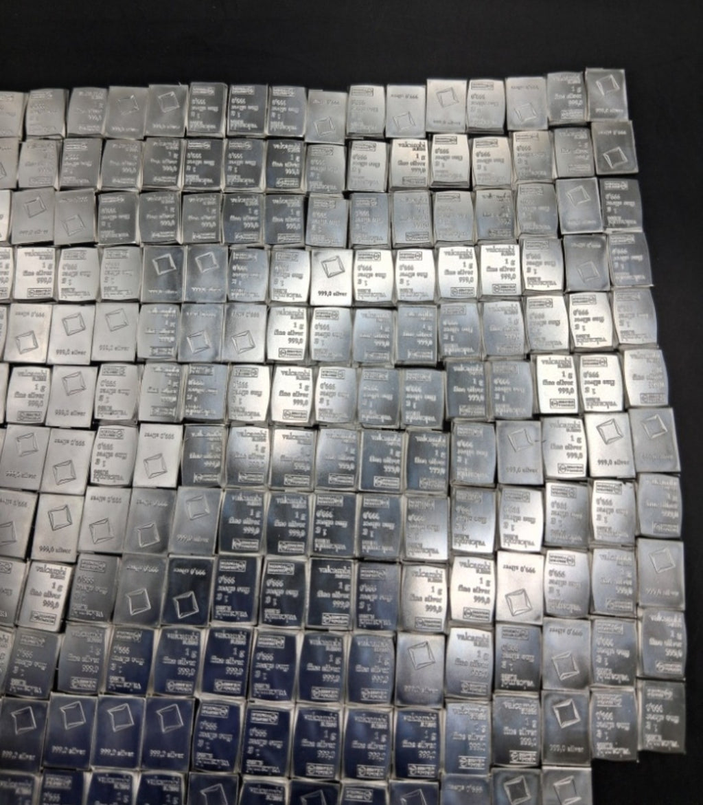 Lot of 20 - 1 Gram Valcambi Suisse Silver Bars .999 Fine Pure Bullion 1g Each