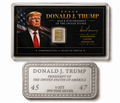 1oz Trump Presidential Silver Bar & Trump Tribute Card w/ 1g Valcambi Gift Set