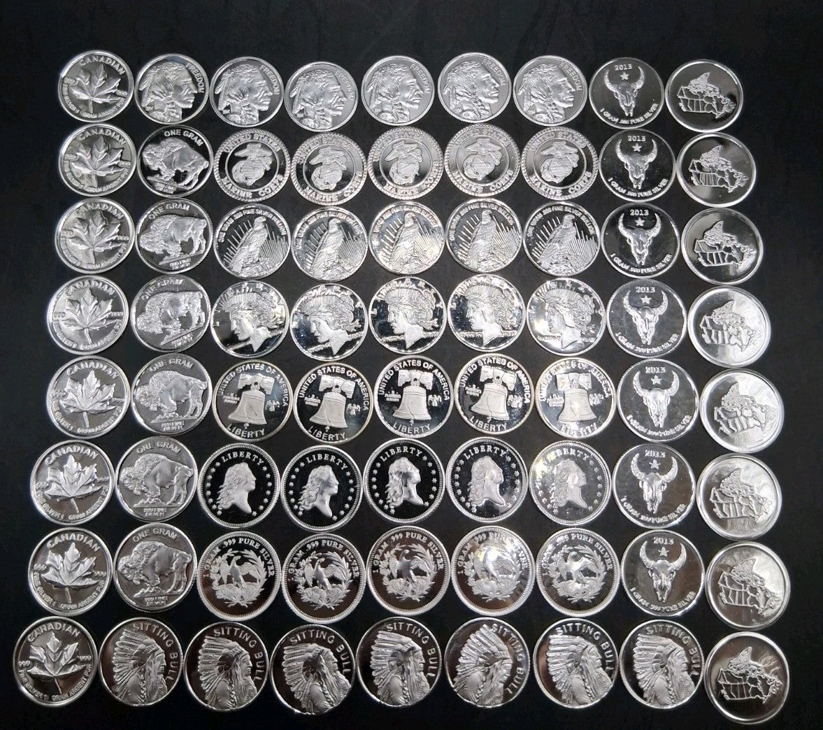 Lot 78 x Pure .999 Fine Silver Rounds Premium New Bullion Estate Coin Designs 🔥