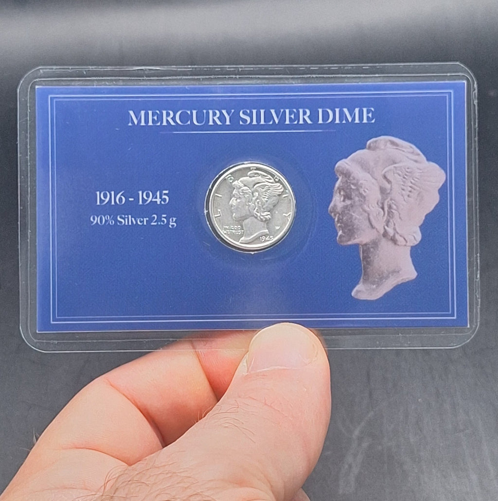 Historic Winged Liberty Head Dime 90% Silver In Display Card 1916–1945 AU/BU