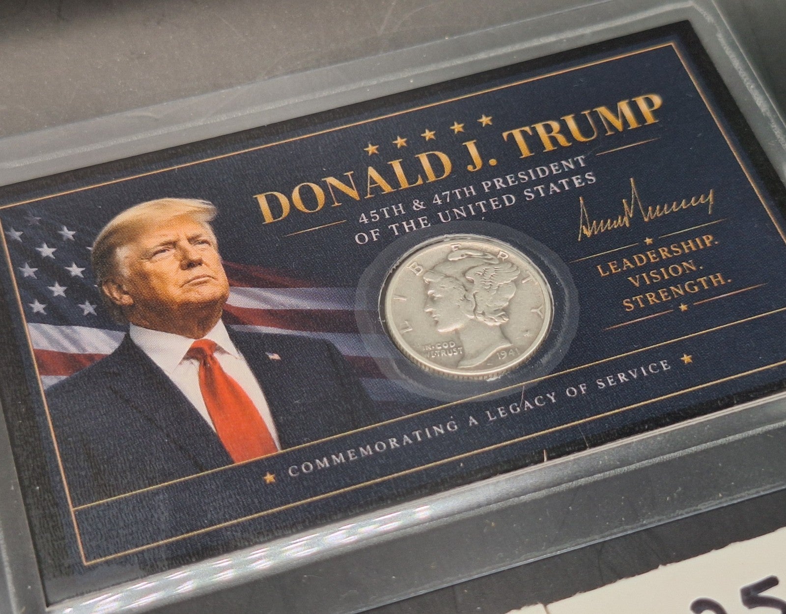 Trump Silver Mercury Dime Card, Buffalo Nickel & 2025 P&D Cent Set BU Coins