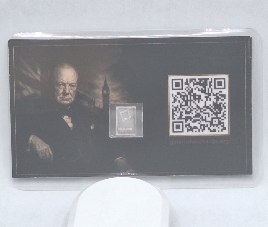 Winston Churchill Tribute Card Genuine 1g Valcambi Suisse .999 Fine Silver Bar