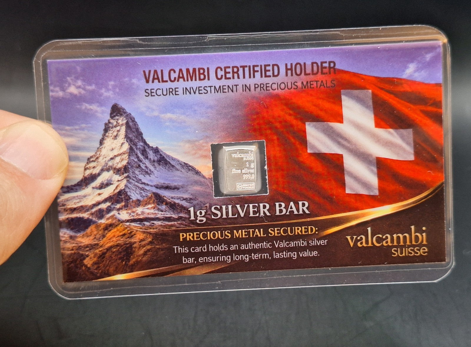 Valcambi Suisse 1g Silver Bar & 2 Idaho Goldback 1/4 Gold Notes Bullion Set