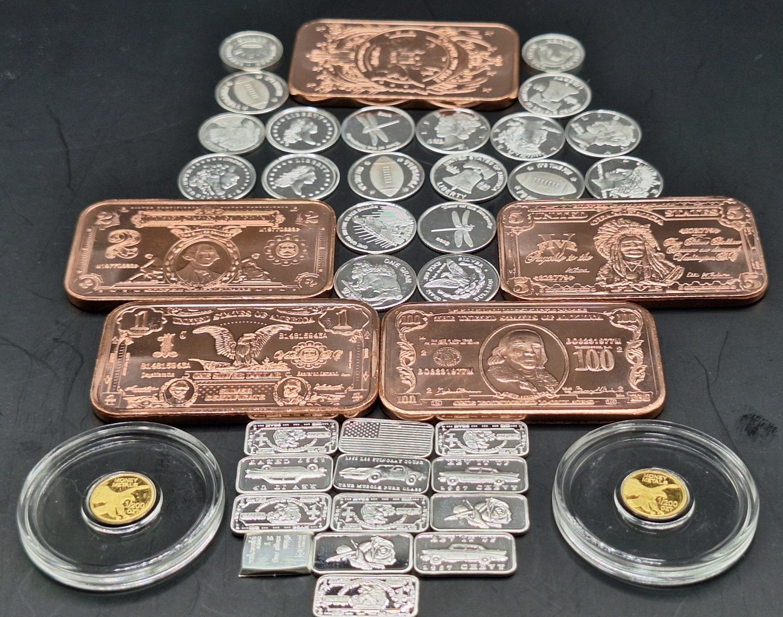 Gold Silver Copper Bullion Lot .999 Bars Rounds Mixed Stacker Investment Set