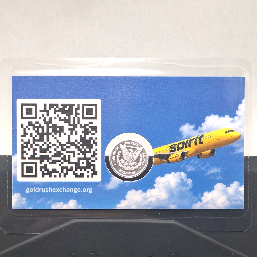 Spirit Airlines 1992-2026 Tribute Card w/ Genuine 1g .999 Silver Morgan Round
