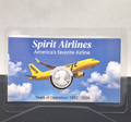 Spirit Airlines Tribute Card w/ Genuine 1g .999 Fine Silver Walking Round
