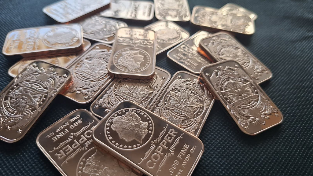 Lot of 4 - 1 oz Copper Bar .999 Fine Bullion - Random Design - Ingot