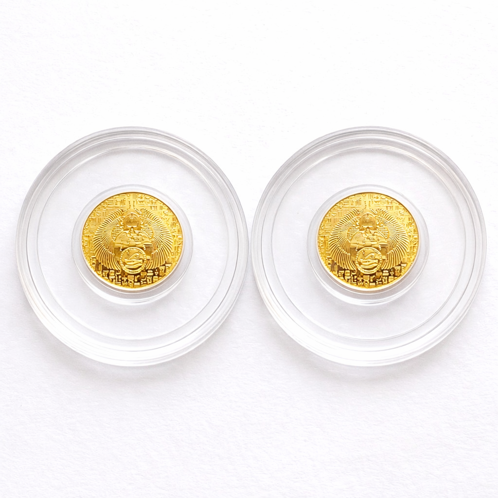 2x 1/200 oz Pure Gold Egyptian Scarab Rounds + 2x FREE 1/4000 oz Idaho Goldbacks