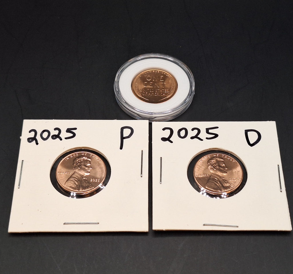 Lincoln Penny Set Wheat Cent BU in Case & 2025 P&D Shield Cent Collection
