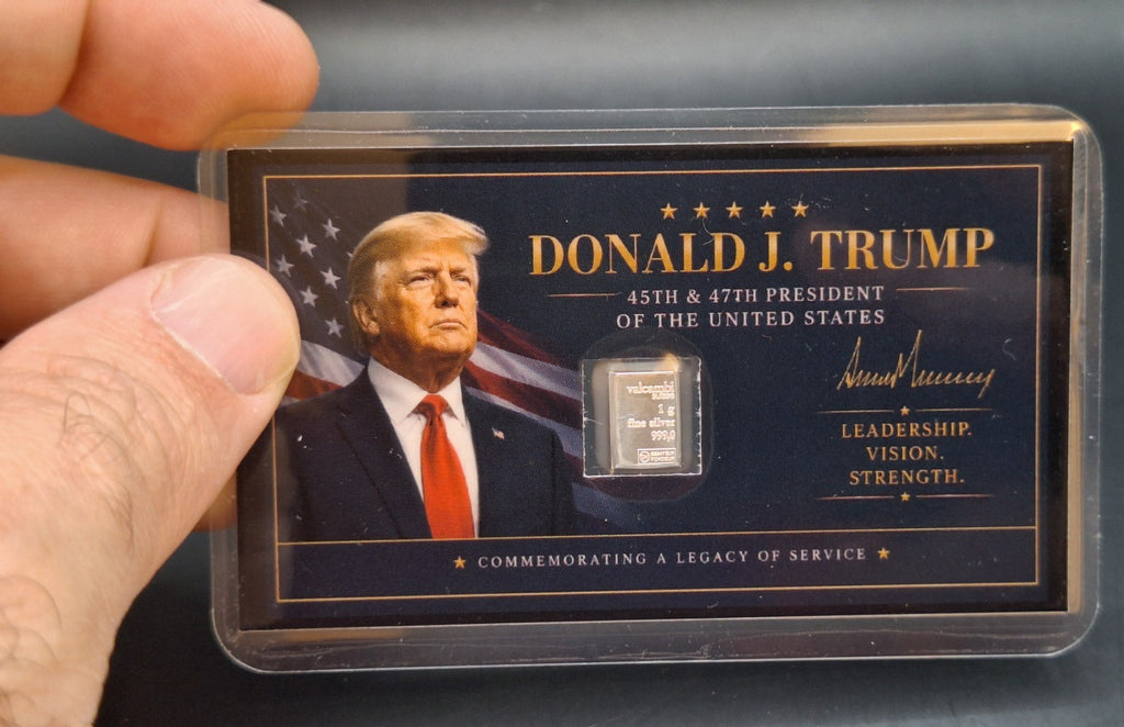 Trump Tribute Card w/ 1g Valcambi Silver Bar & 2025 P&D Lincoln Cent Set BU