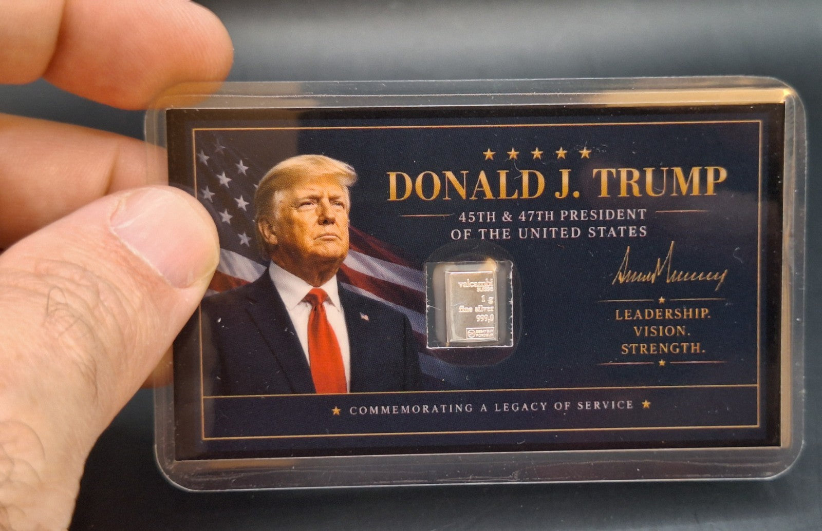 Trump Tribute Card w/ 1g Valcambi Silver Bar & 2025 P&D Lincoln Cent Set BU