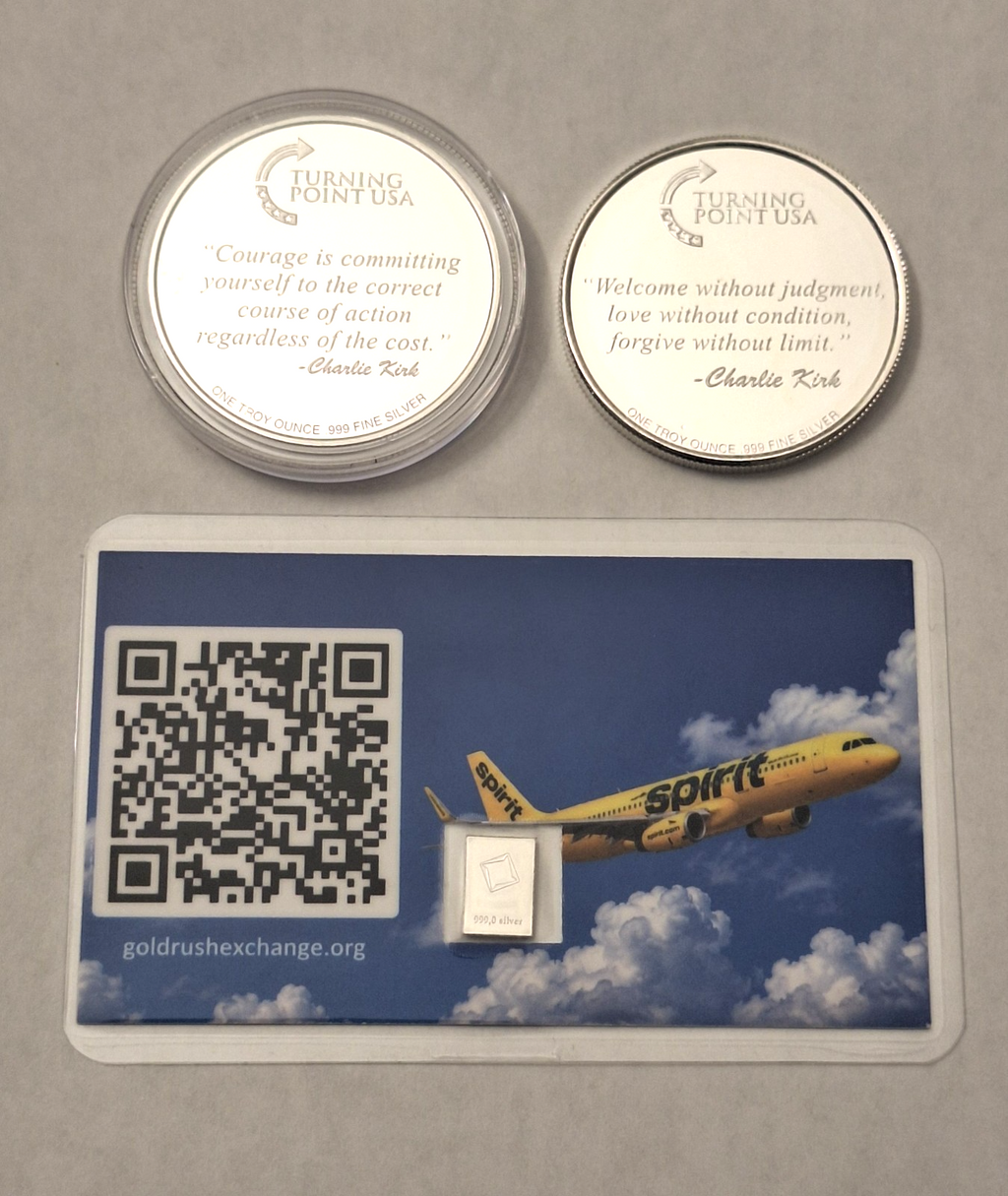 Charlie Kirk Silver Set + BONUS Spirit Tribute Card w/ 1g Valcambi Silver Bar!