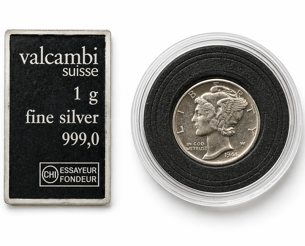 🔥 Mercury Dime GEM BU UNC 90% Silver 10C PDS (1) + Valcambi Silver Bar ✨