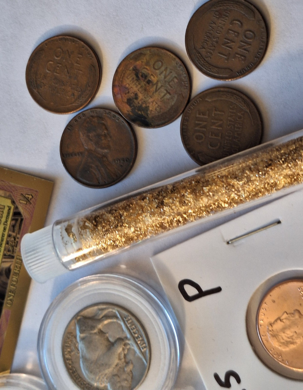 ESTATE SALE COIN LOT | Wheat Pennies, Buffalo Nickels, Goldbacks & Gold Flakes