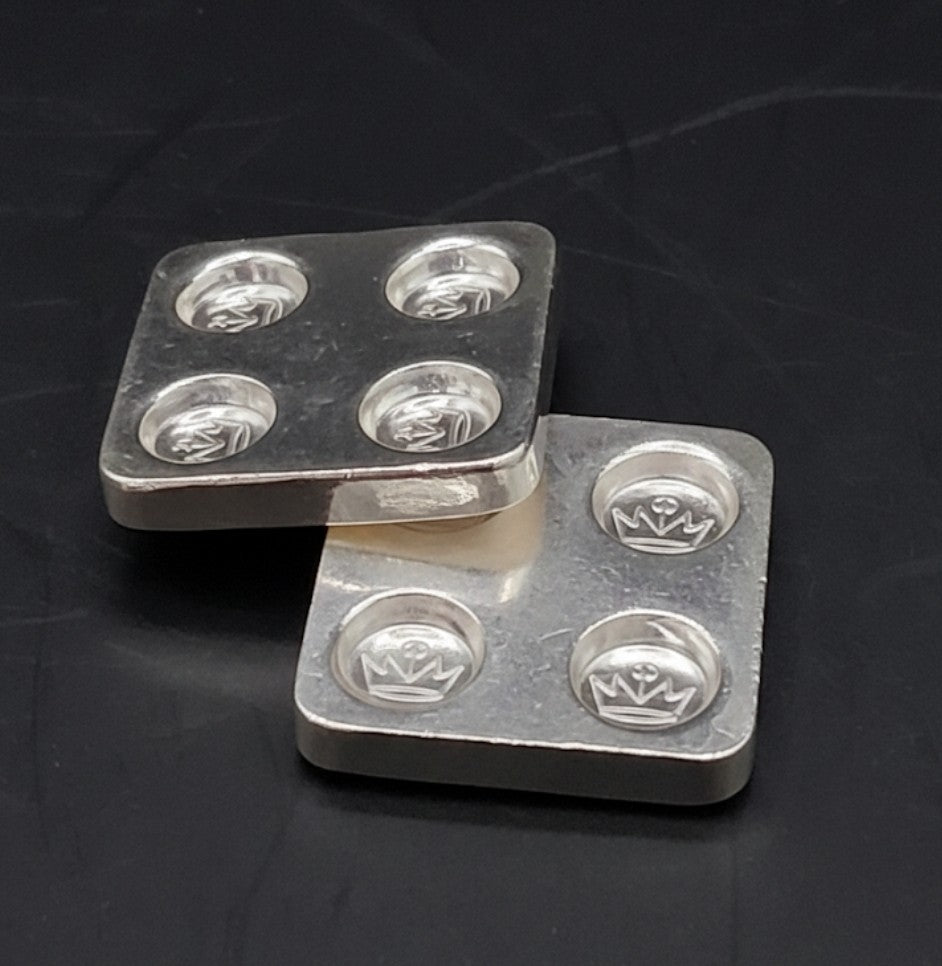 1/8 oz .999 Fine Silver Stackable Bar Building Block Style Bullion + Gold Flakes