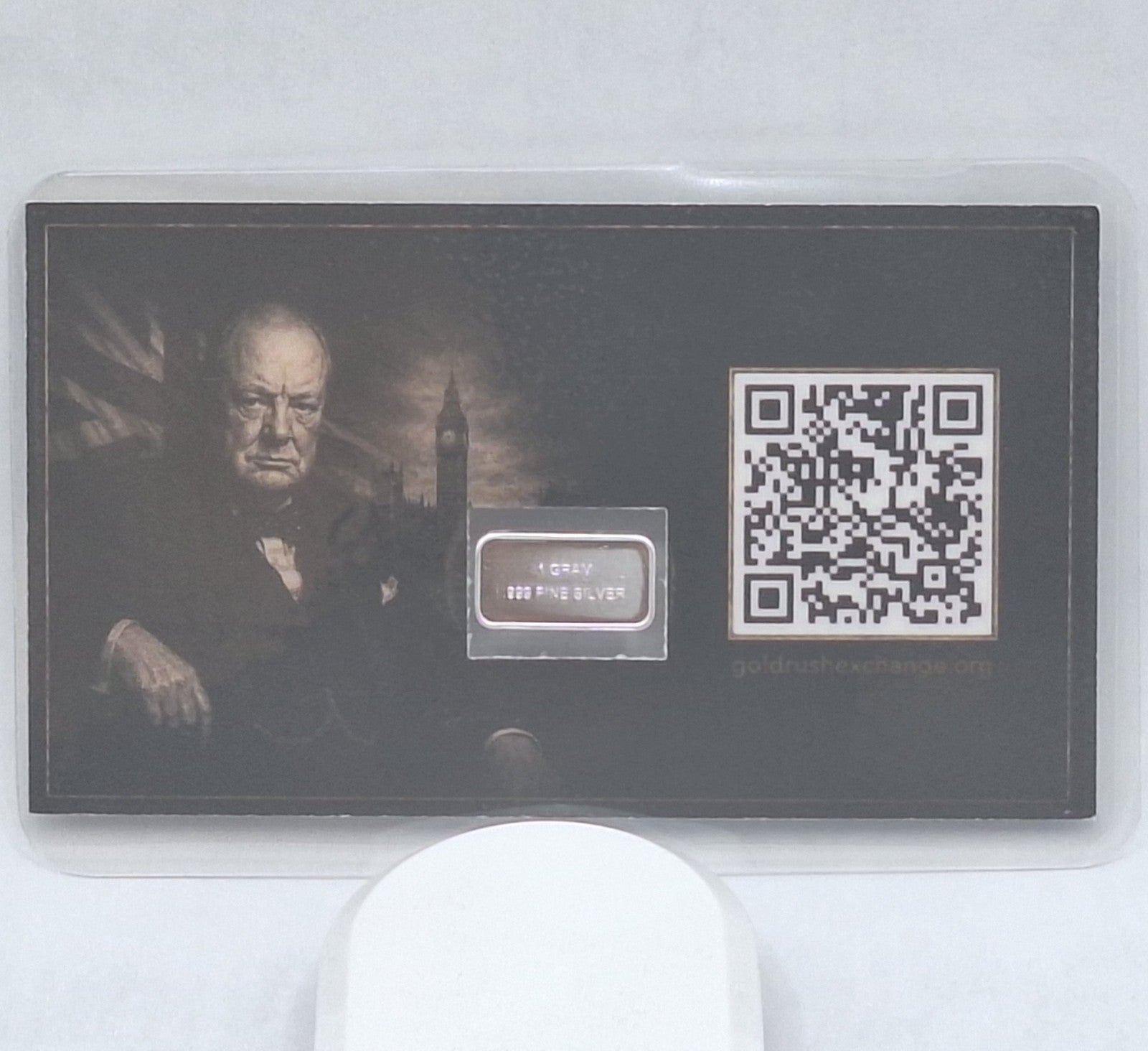 Winston Churchill Tribute Card w/ Genuine 1g 1957 Chevy .999 Fine Silver Bar