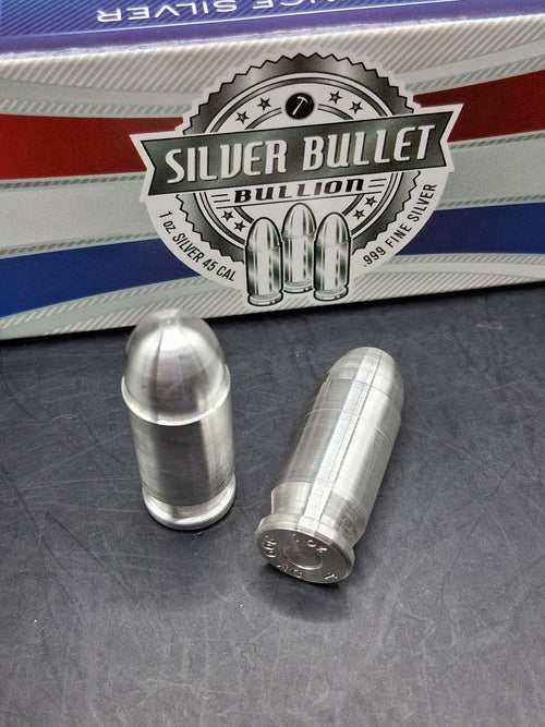1oz Silver Bullet Bullion .999 Fine Silver .45 Auto ACP 1oz Total