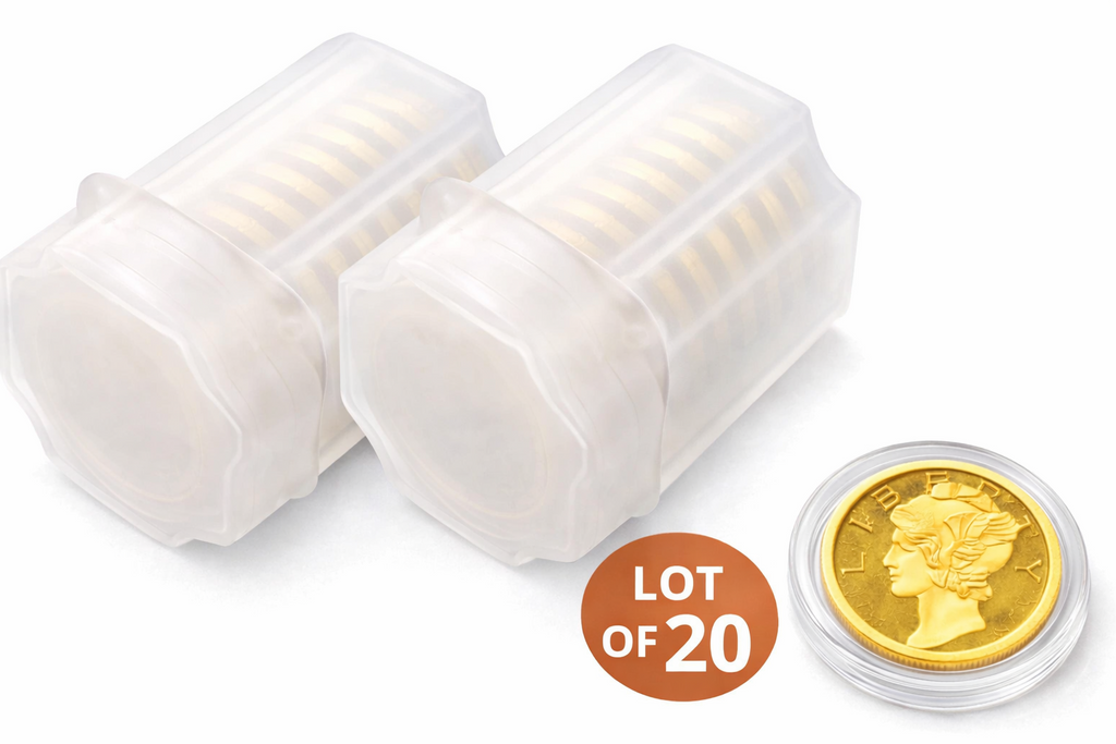 Tube of 20 Mercury Gold Dimes 1/200 oz .9999 Pure Gold Bullion Rounds Collector